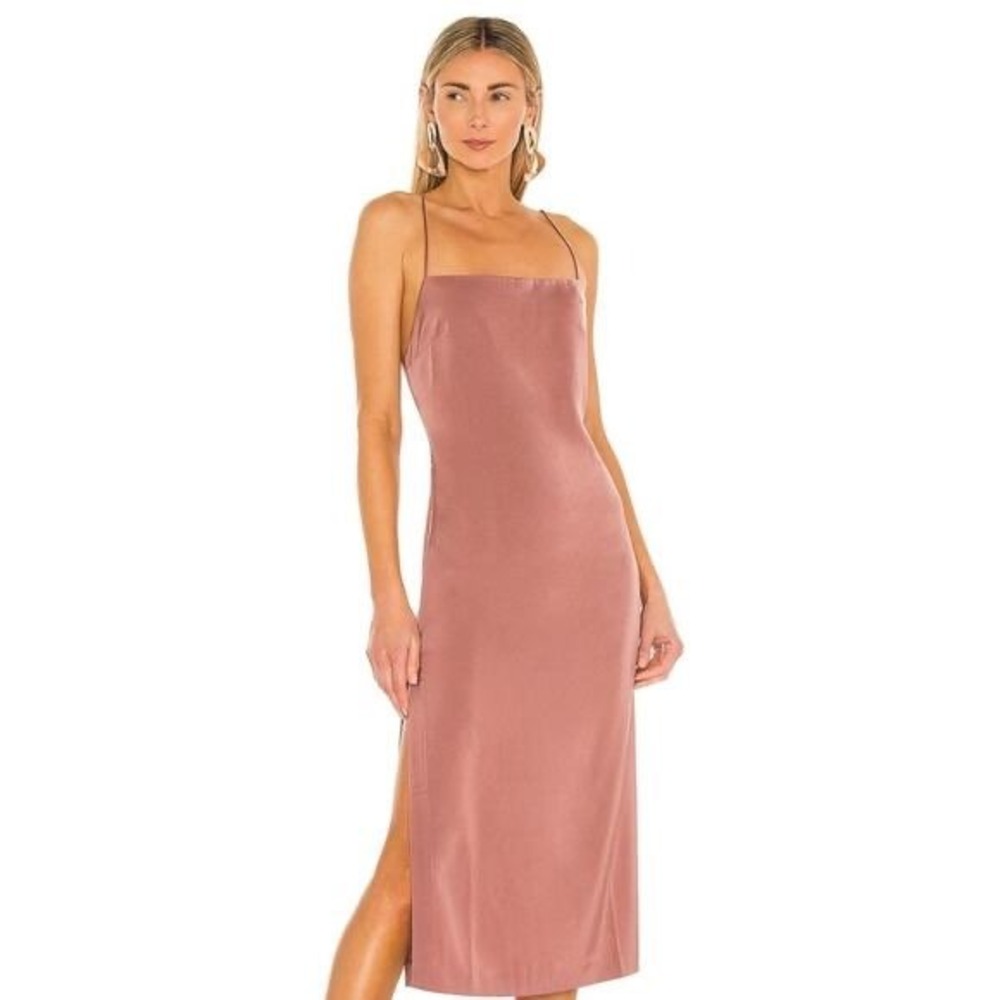 NEW NBD Malia Midi Dress Rose Mauve Satin‎ Size XS